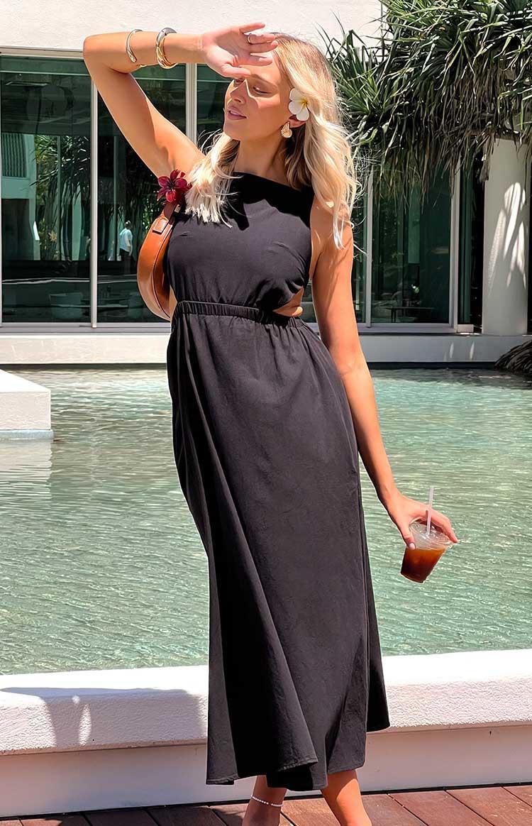 Kensie Black Backless Midi Dress Product Image