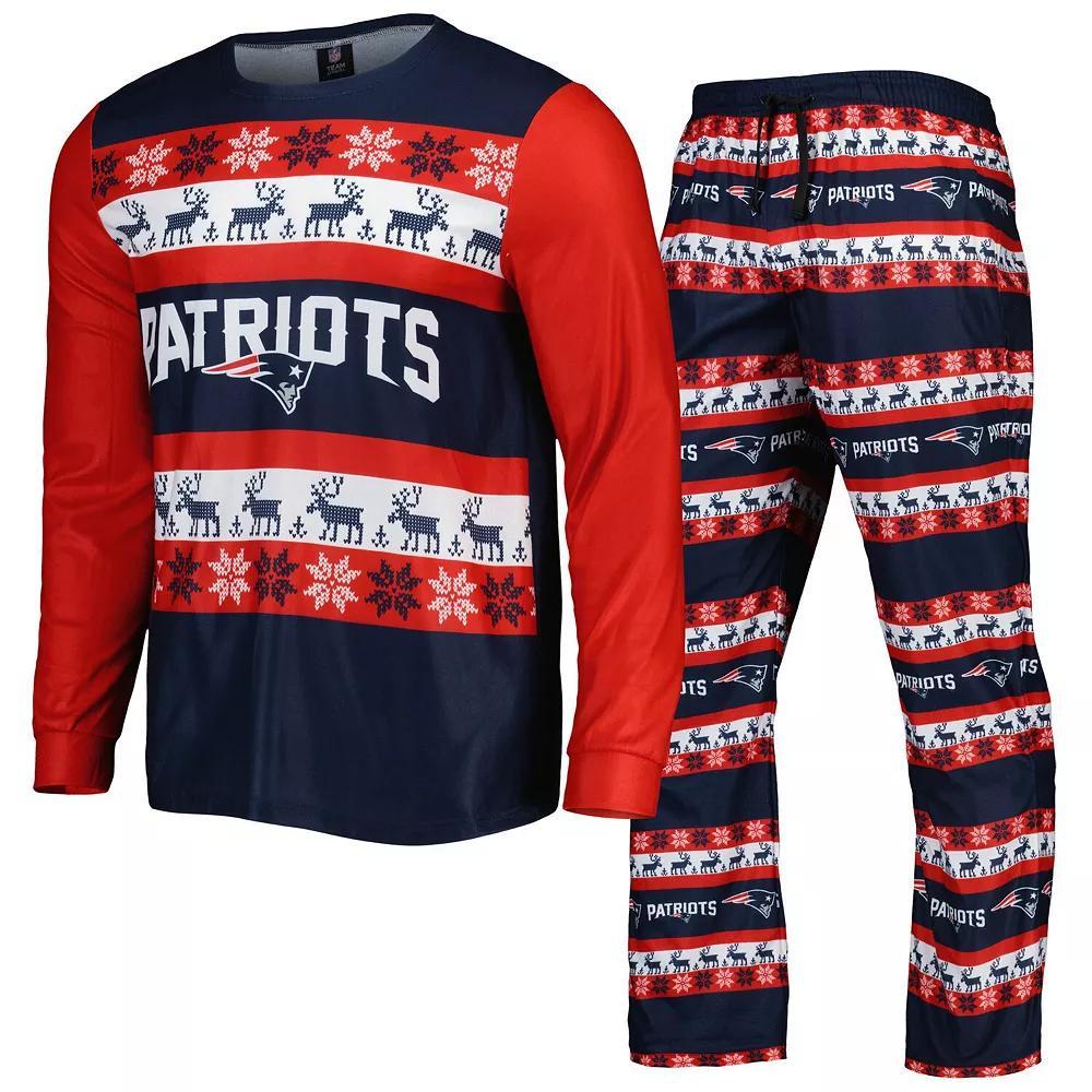 Men's FOCO Navy New England Patriots Team Ugly Pajama Set, Size: 2XL, Blue Product Image