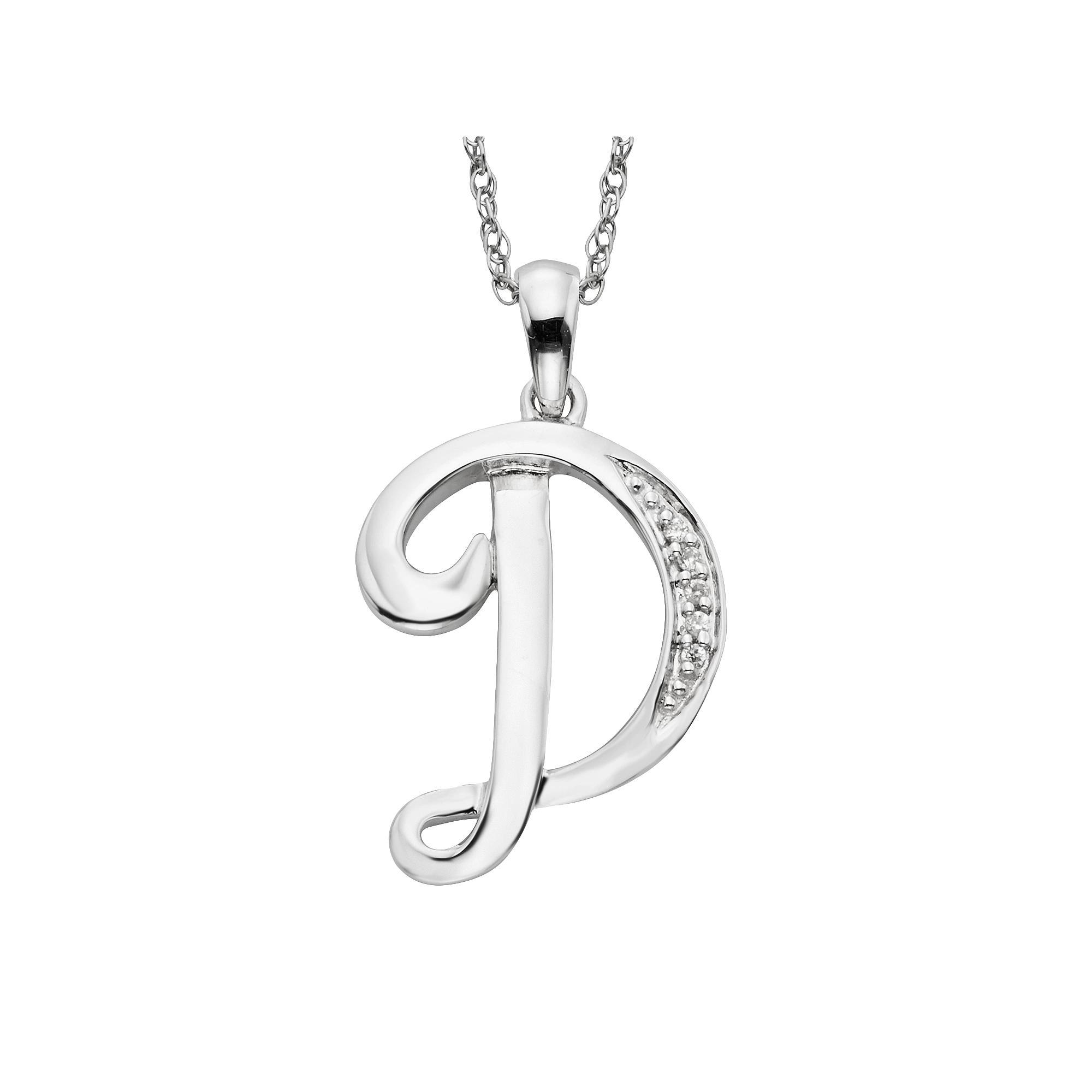 Sterling Silver Diamond Accent Initial Pendant, Womens Product Image