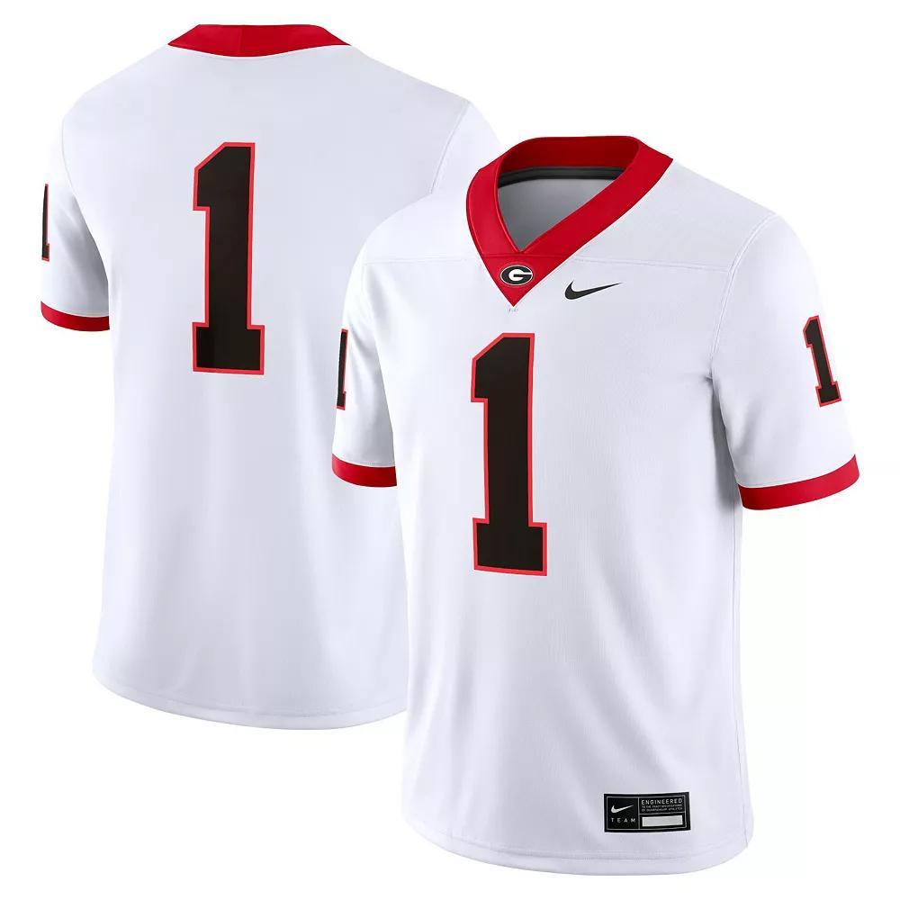 Men's Nike #1 White Georgia Bulldogs Game Jersey, Size: XL Product Image