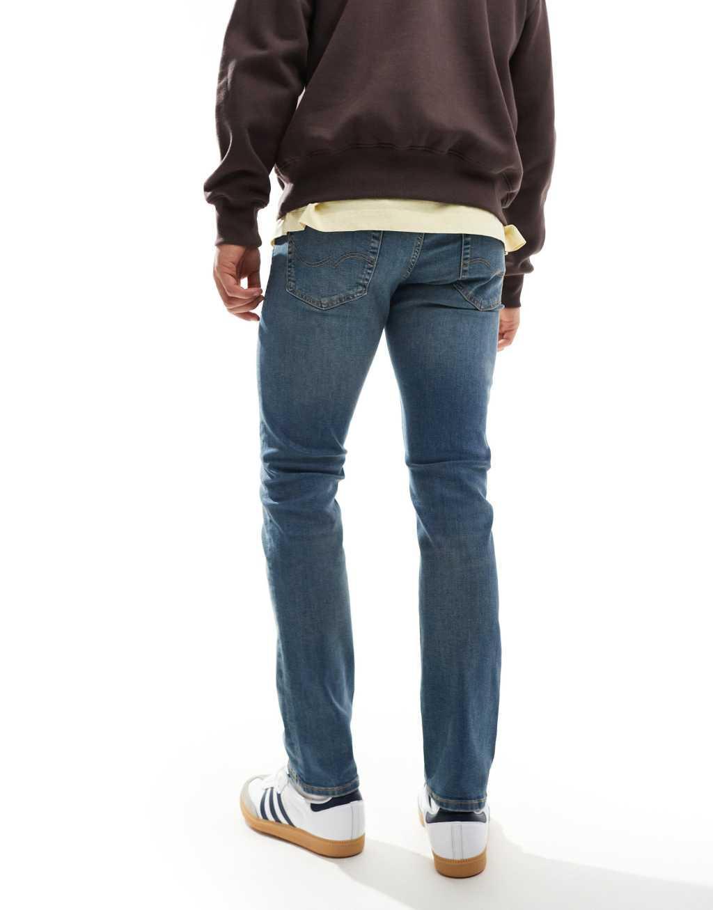 Jack & Jones glenn slim jean in mid wash blue Product Image