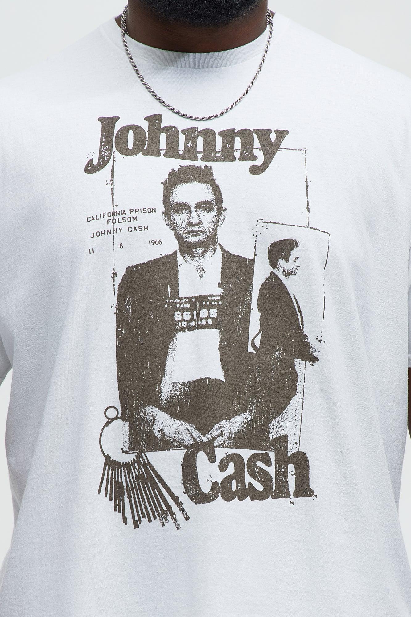 Johnny Cash Mugshot Short Sleeve Tee - White Male Product Image