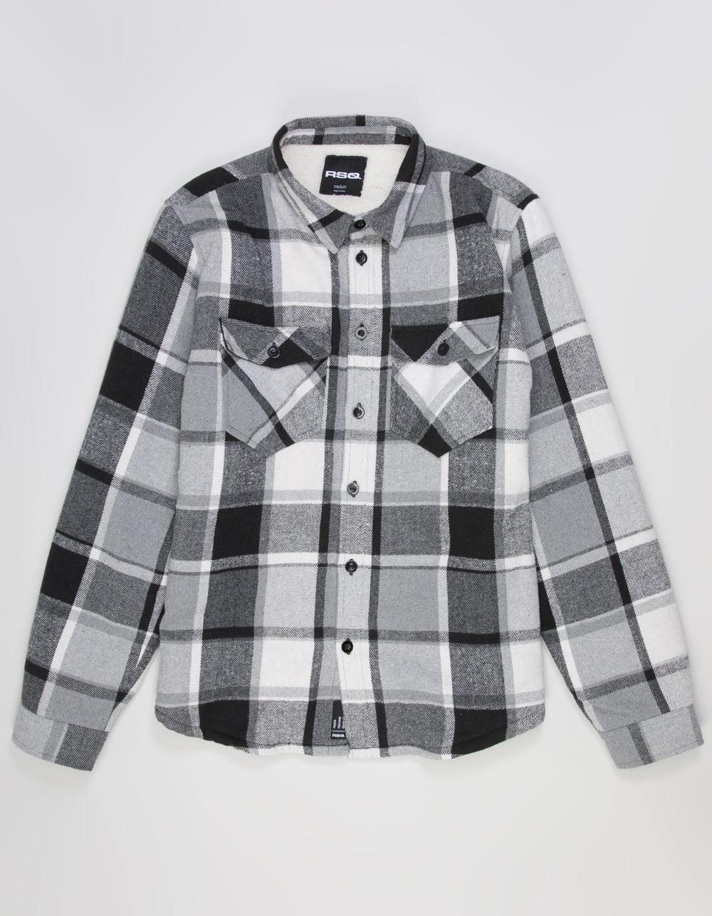 RSQ Mens Plaid Sherpa Jacket - BLK/WHT Product Image
