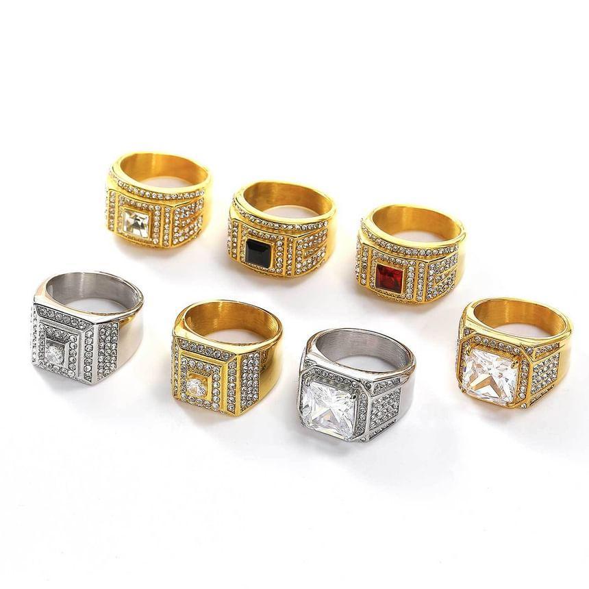 Rhinestone Stainless Steel Ring Product Image