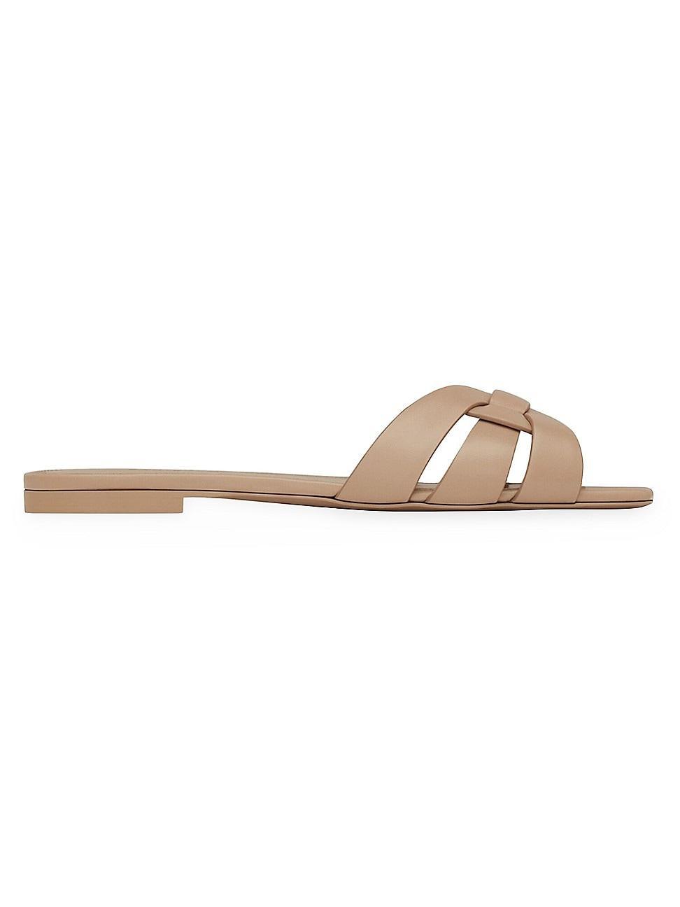 Saint Laurent Womens Tribute Mules in Metallic Leather Product Image