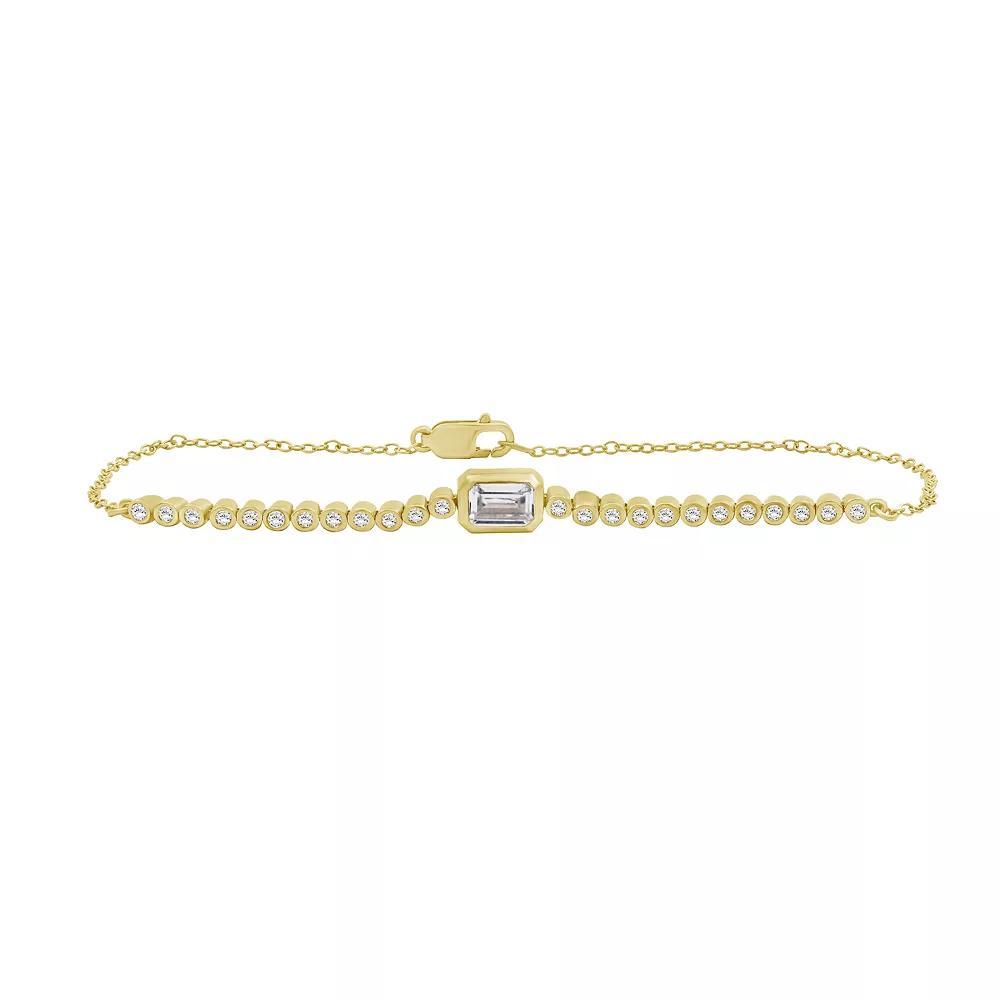 Jewelexcess Gold Tone Over Silver Lab-Created Gemstone & Lab-Created White Sapphire Bracelet, Women's, Size: 7.5", Cr White Blue Product Image