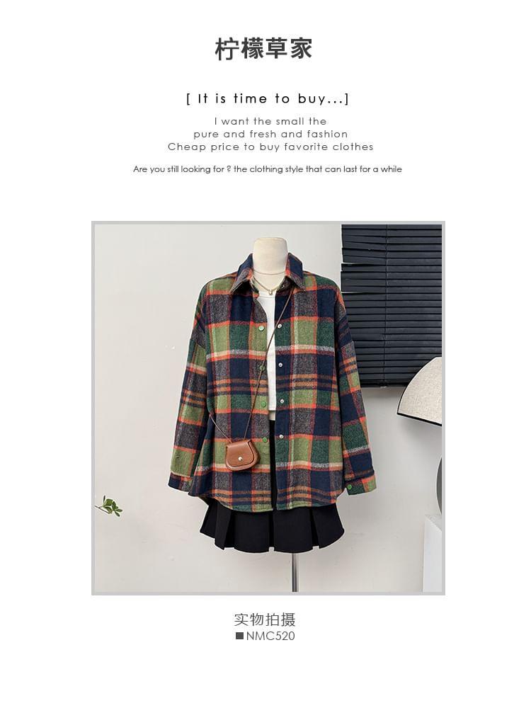 Oversized Plaid Wool Shirt Product Image