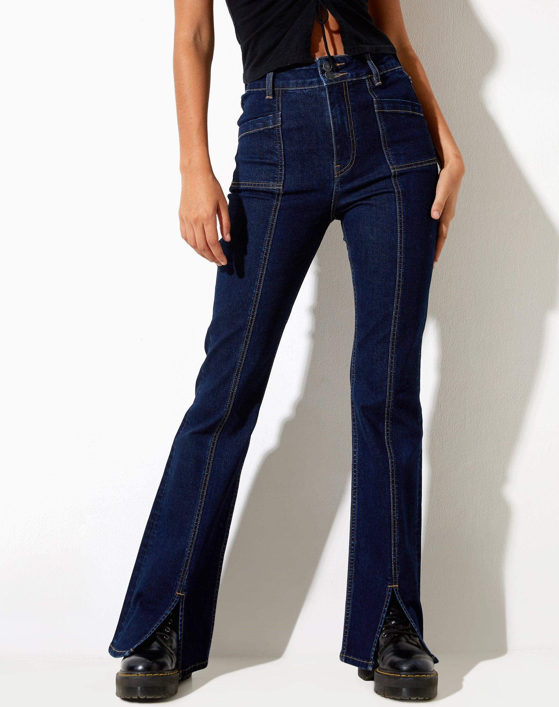 Seam Split Jeans in Indigo Blue Product Image