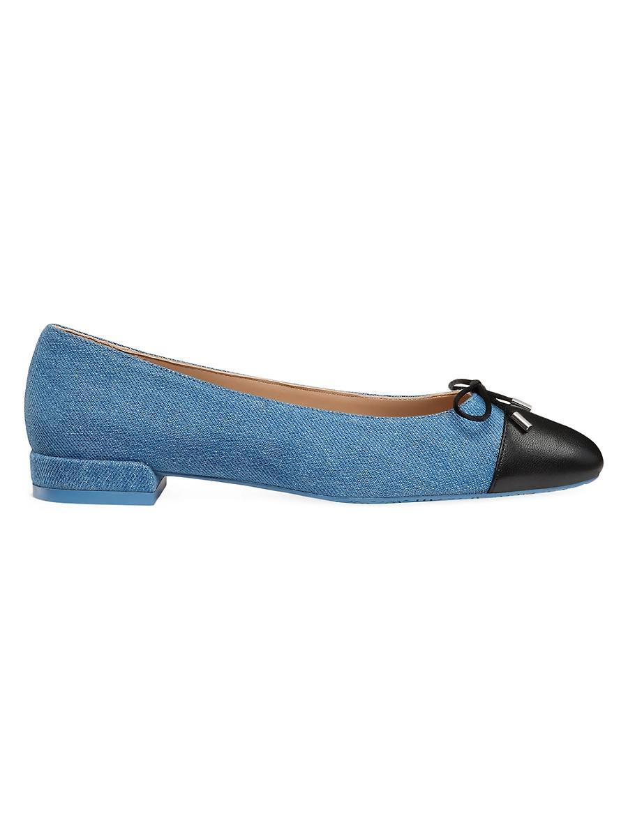 Womens Sleek Bow Leather Ballerina Flats Product Image