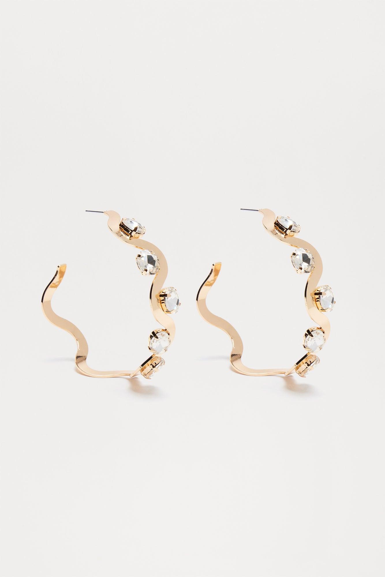 Groovy Glitz Hoop Earrings - Gold Product Image