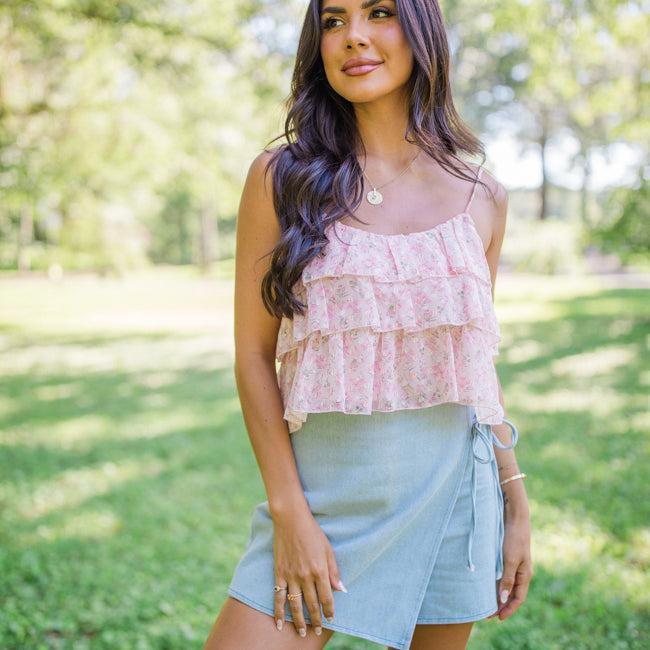 Been There Before Pink Floral Tiered Tank FINAL SALE Product Image
