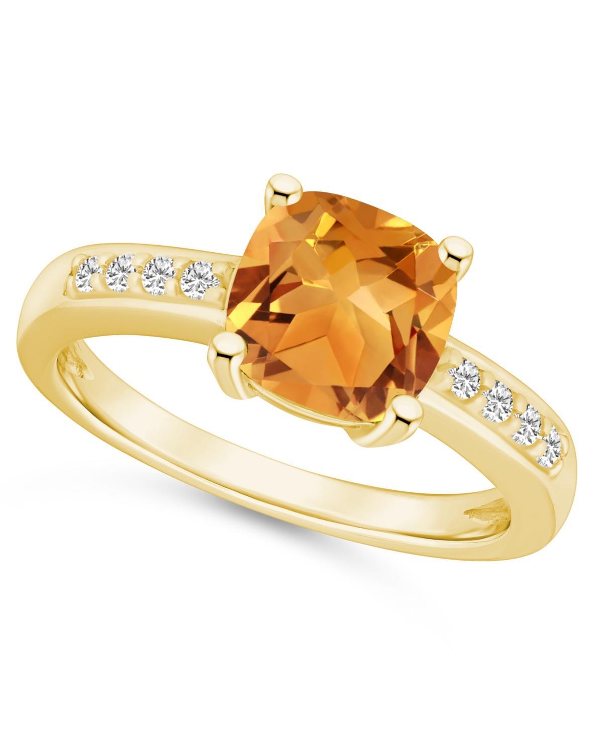 Alyson Layne 14k Gold Cushion Citrine & 1/8 Carat T.W. Diamond Ring, Women's, Size: 5 Product Image