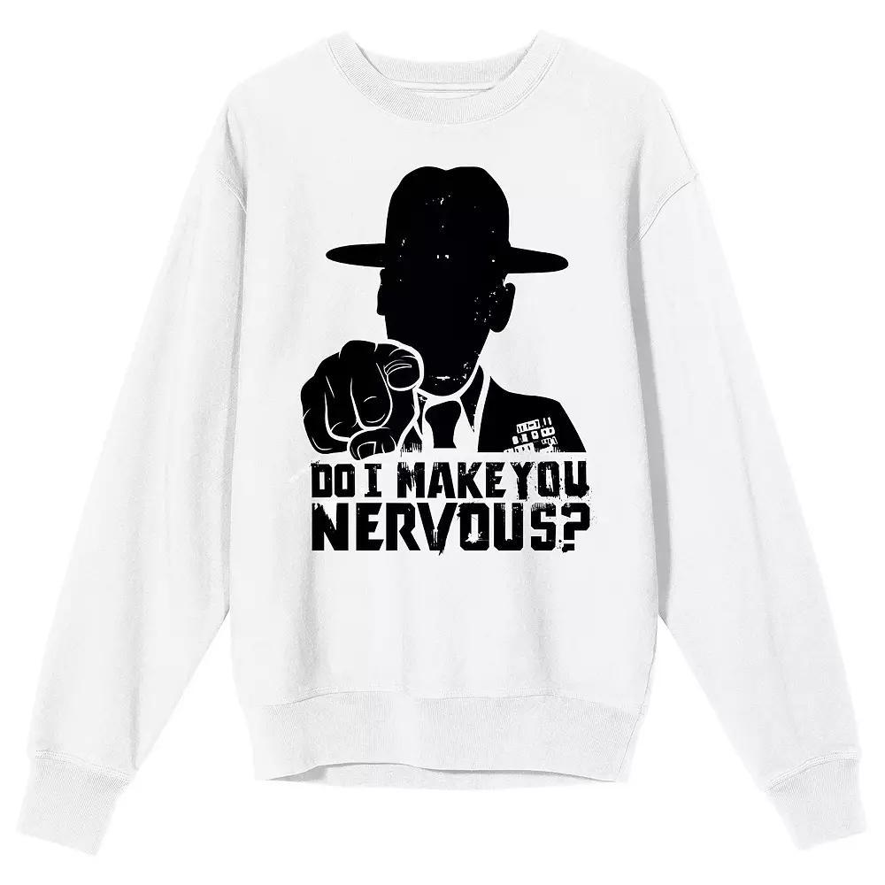 Men's Full Metal Jacket Gunner Sgt. Hartman "Nervous" Long Sleeve Graphic Tee, Size: XXL, White Product Image