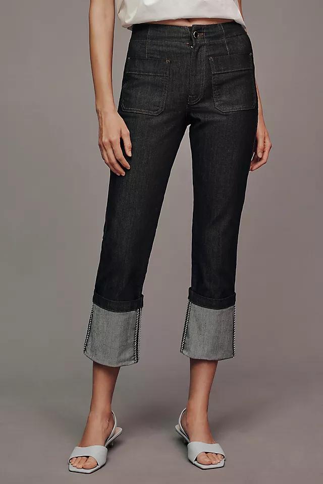 Maeve Cuffed Crop High-Rise Straight-Leg Jeans Product Image