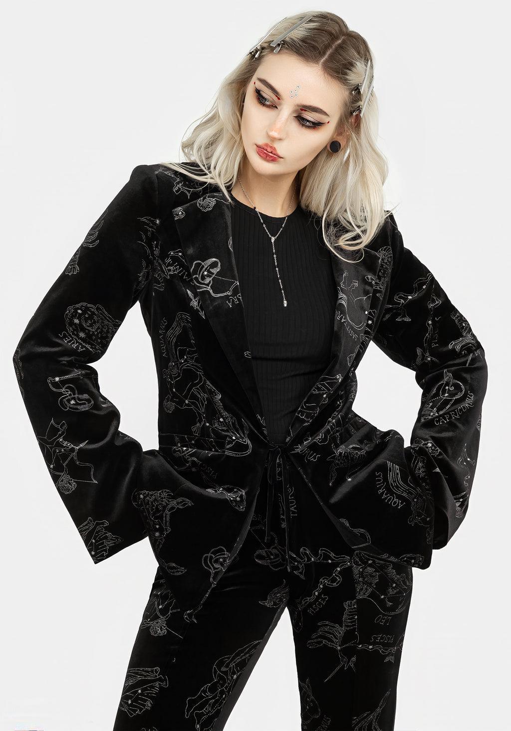 Zodiac Foil Print Velour Blazer Product Image