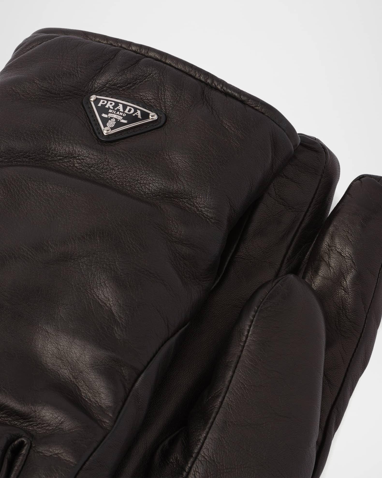 Men's Triangle Logo Leather Gloves Product Image