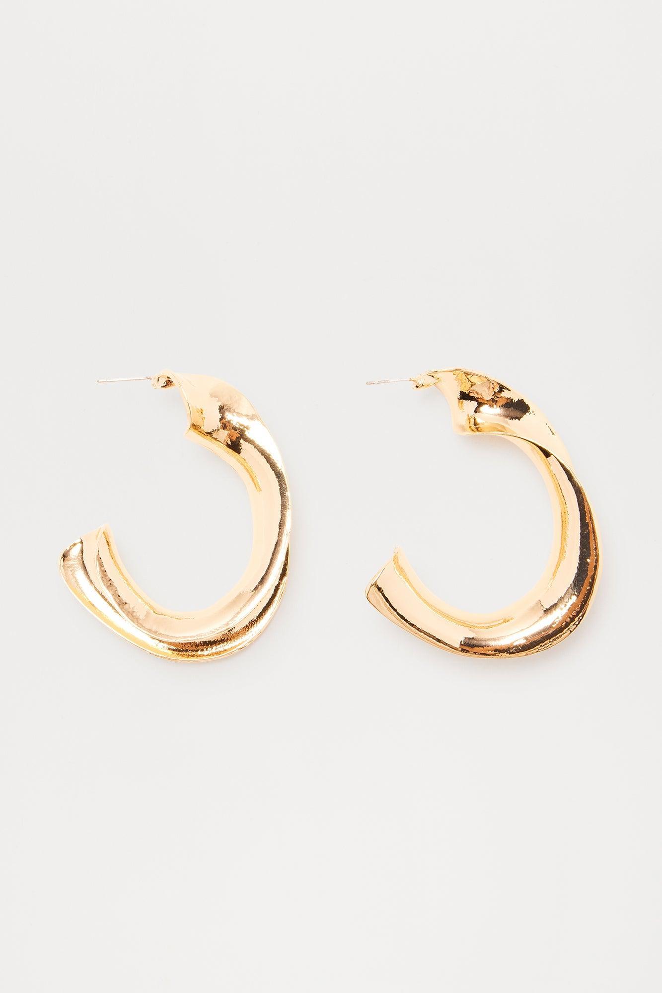 Twisted Romance Hoop Earrings - Gold Product Image