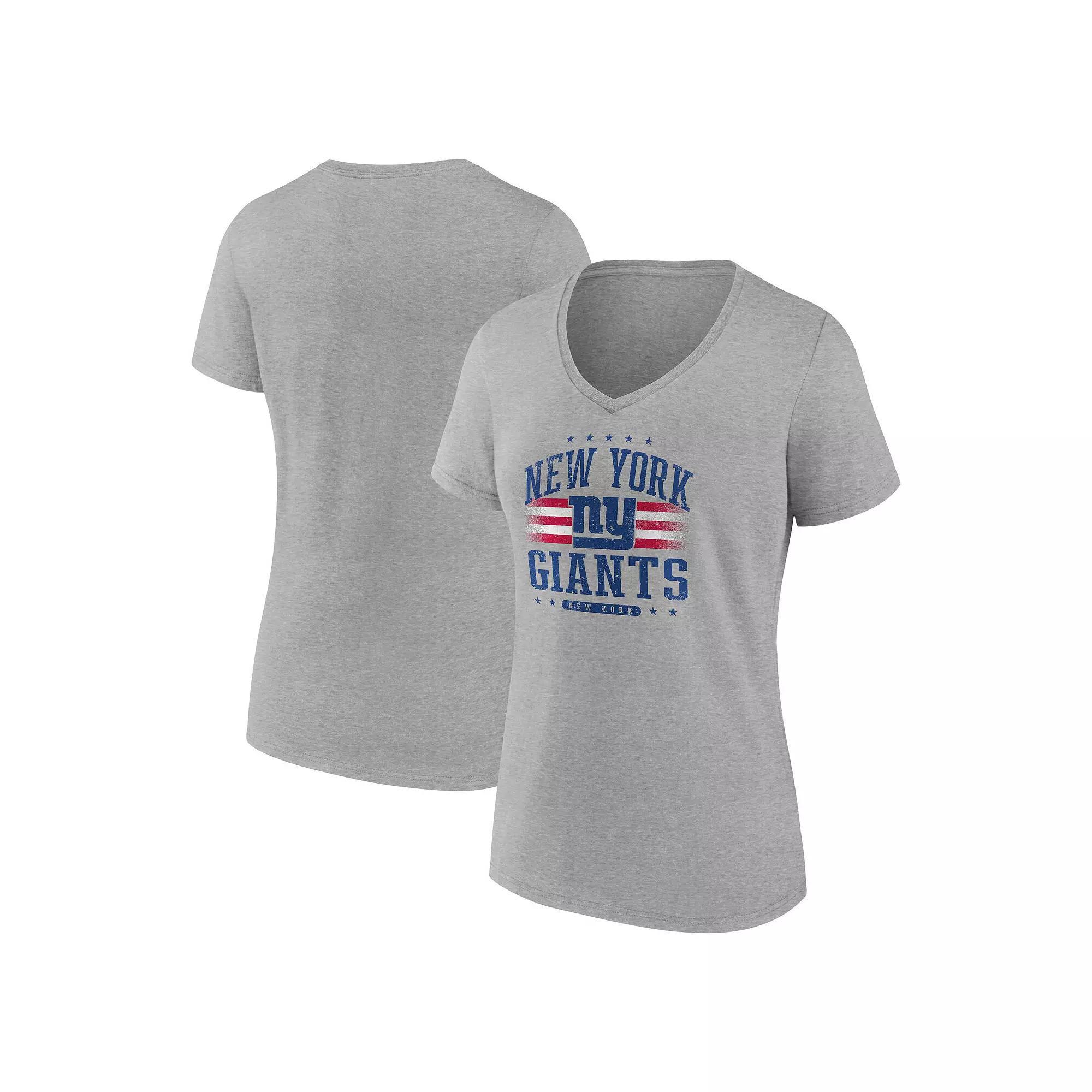 Womens Fanatics Heather Gray New York Giants Americana V-Neck T-Shirt Product Image
