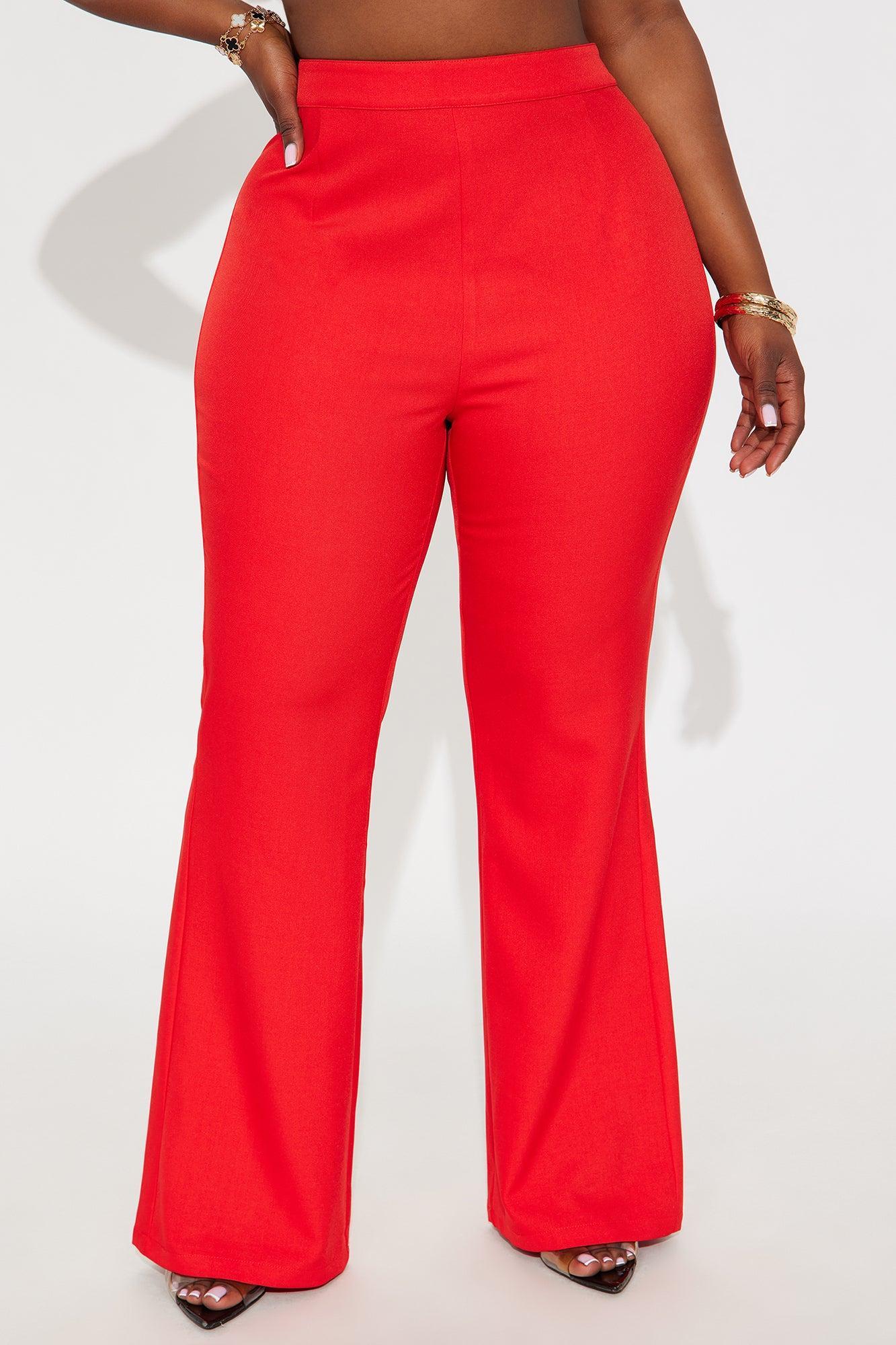 Abrina Twill Flare Pant - Red Product Image