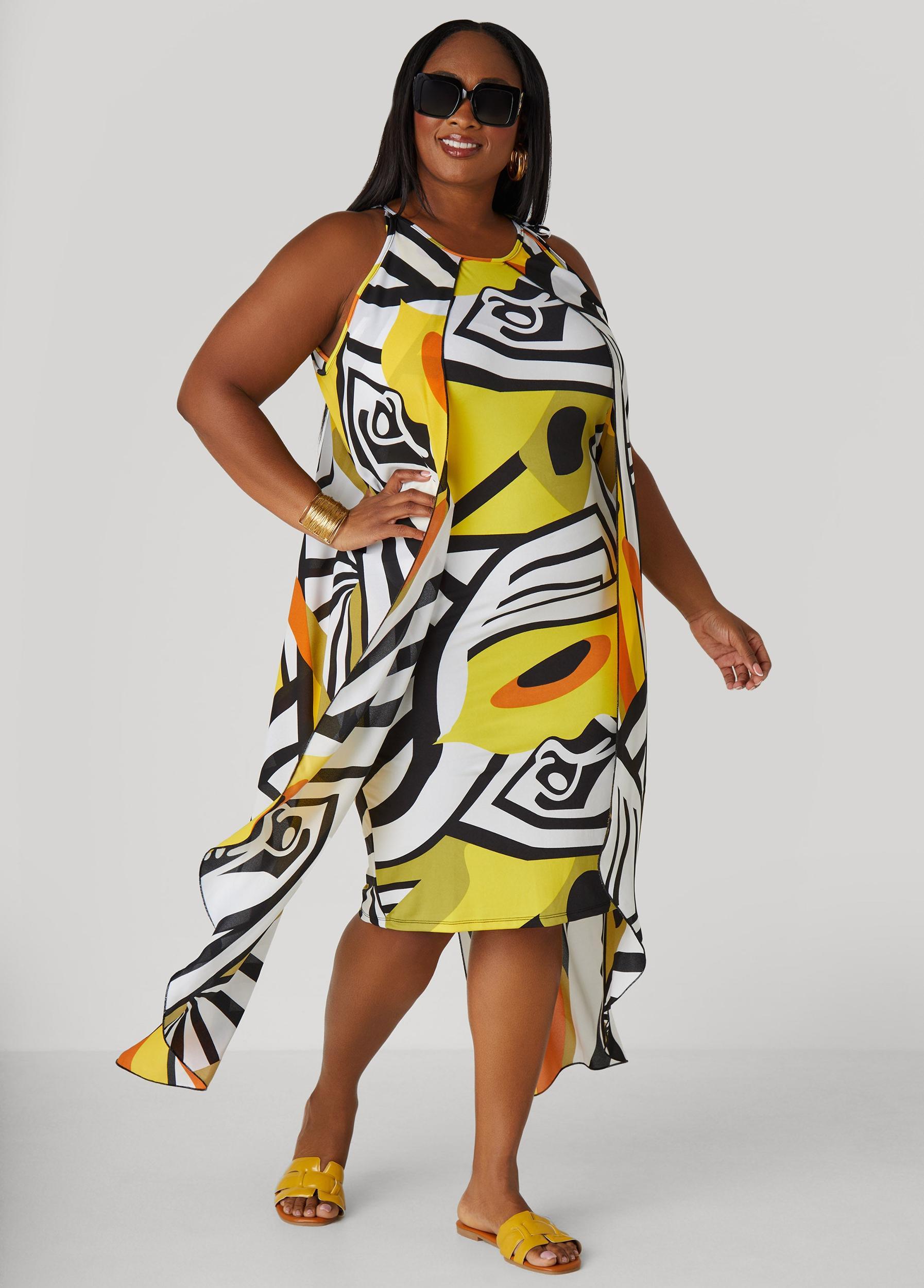 Layered Geo Print Dress Product Image