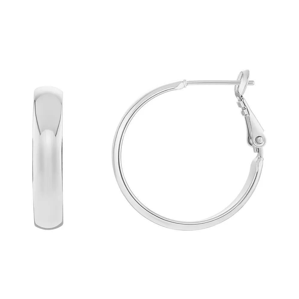 PRIMROSE Polished Dome Hoop Earrings, Women's, Size: 25MM, Silver Tone Product Image