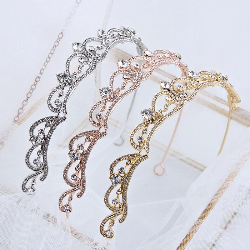 "Anya" - Rhinestone Bridal Tiara - Available in Silver, Rose Gold and Yellow Gold Product Image