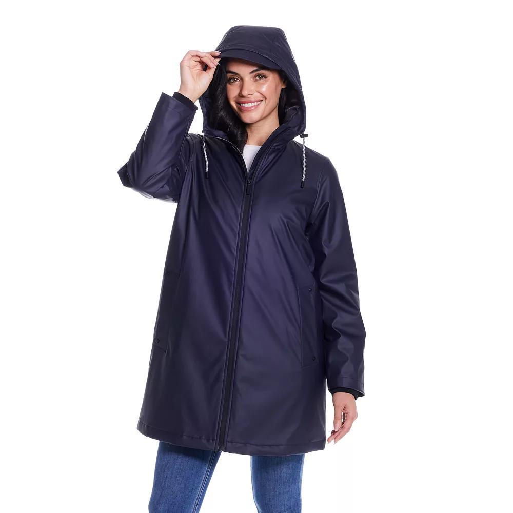 Women's Weathercast Water-Resistant Hooded Rain Jacket, Size: Large, Hunter Green Product Image