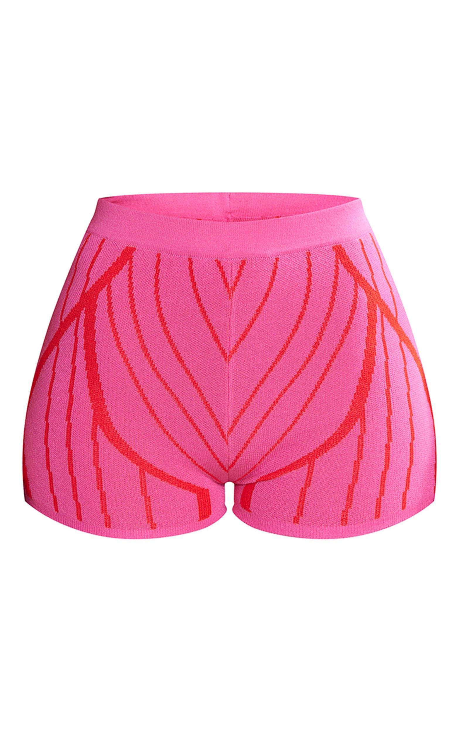 Shape Hot Pink Knit Body Printed Racer Crop Top Product Image