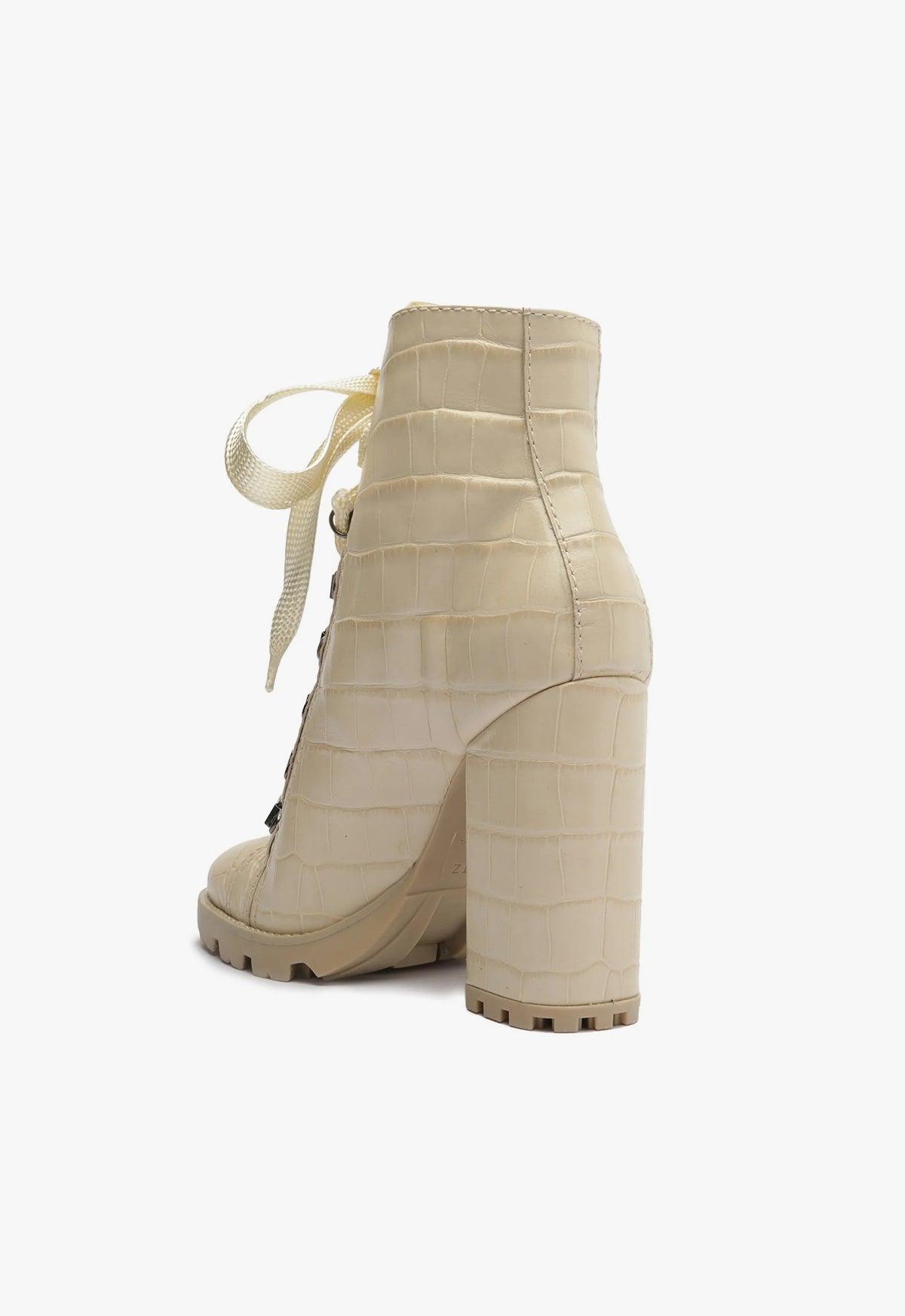 Zhara Crocodile-Embossed Leather Bootie Product Image