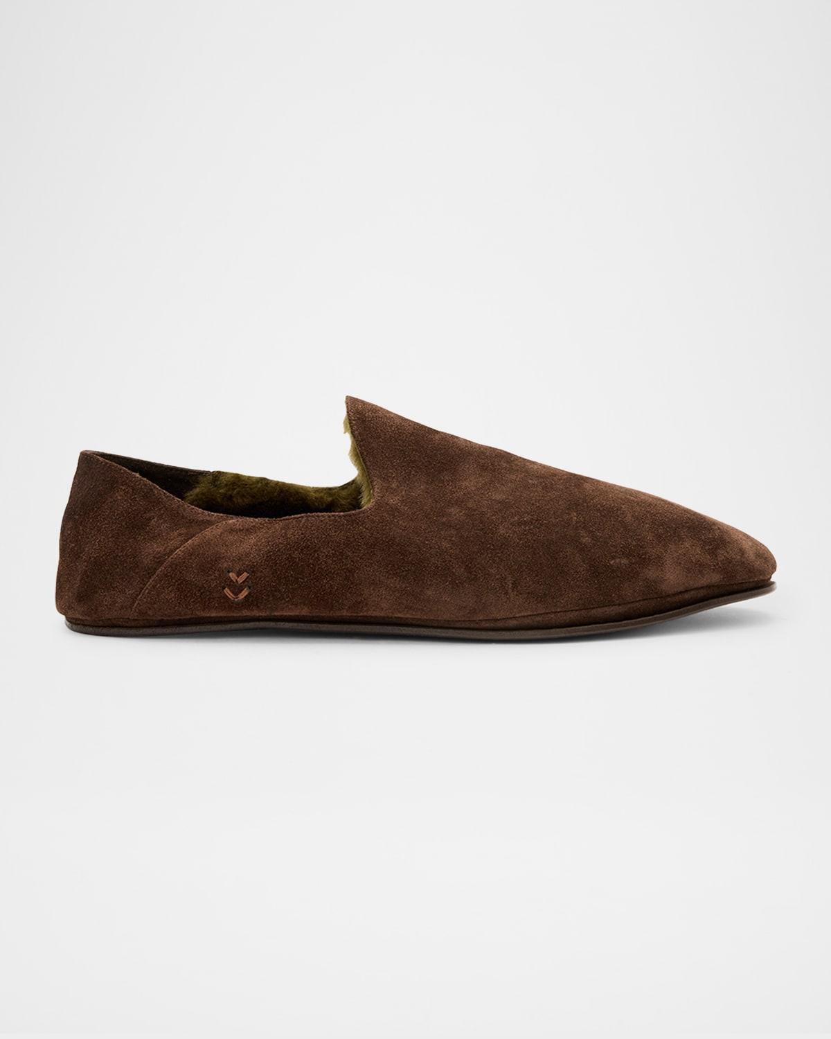 Mens Lodge Shearling-Lined Suede Moccasins Product Image