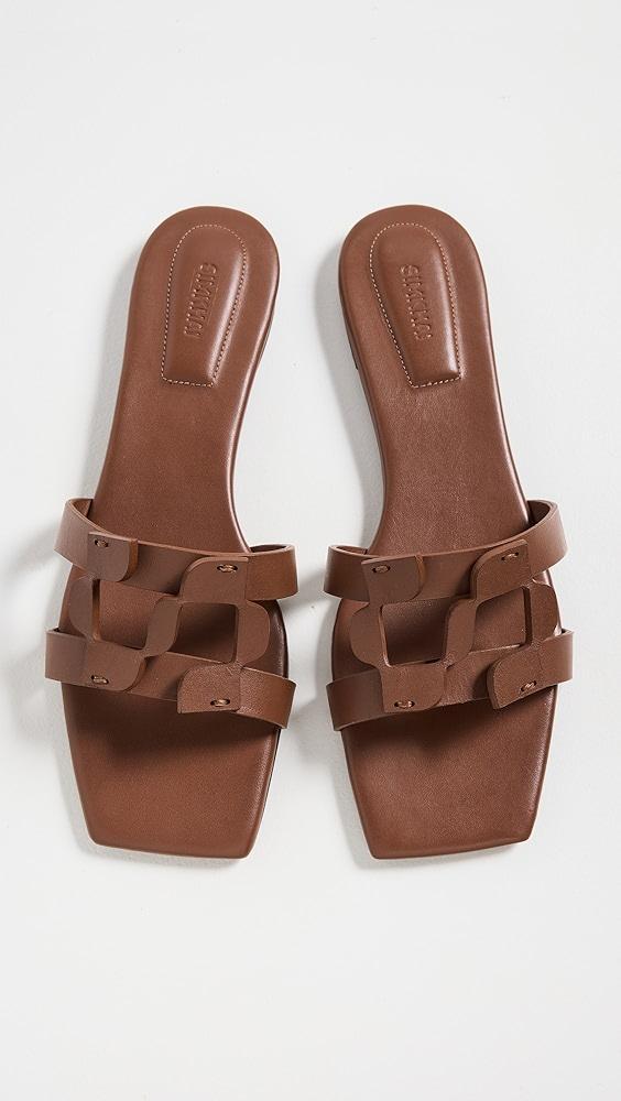 SIMKHAI Simkhai Monogram Leather Flat Slides | Shopbop Product Image