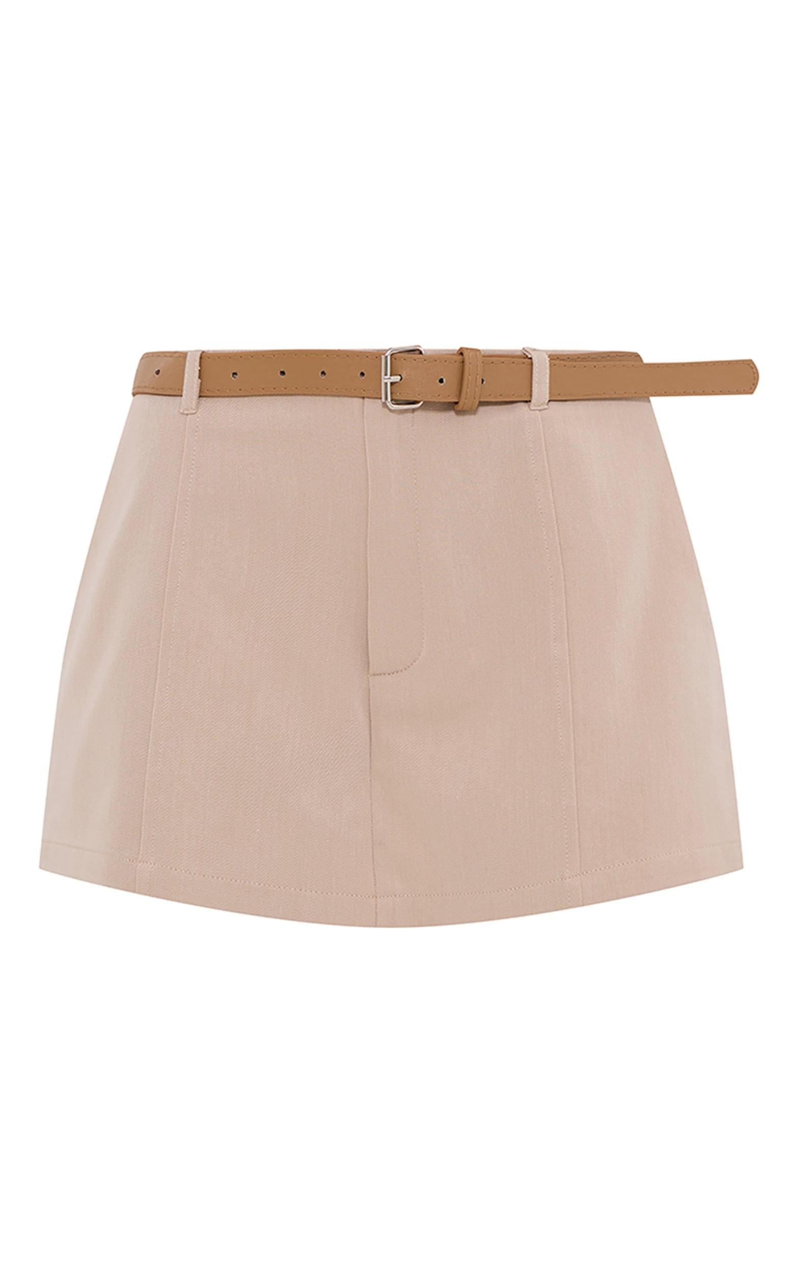Stone Tailored Woven Belt Detail Skort Product Image
