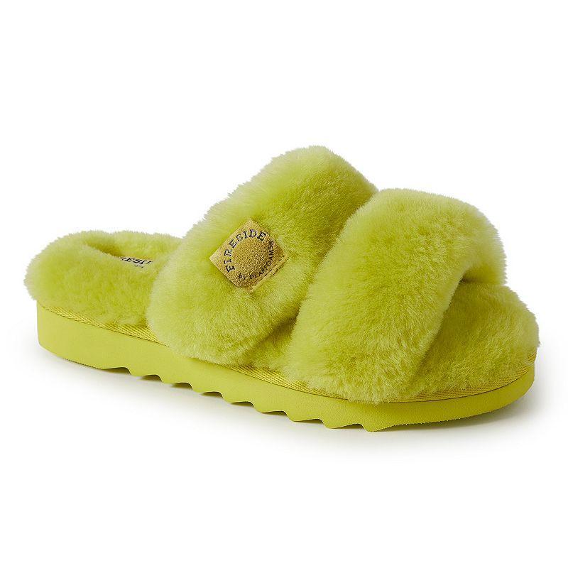 Fireside by Dearfoams Benalla Shearling Double Band Women's Slide Slippers, Size: 6, Beige Khaki Product Image