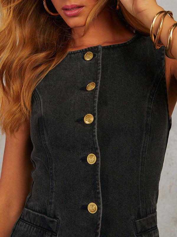 Sleeveless Split-Joint Round-Neck Vest Top Product Image
