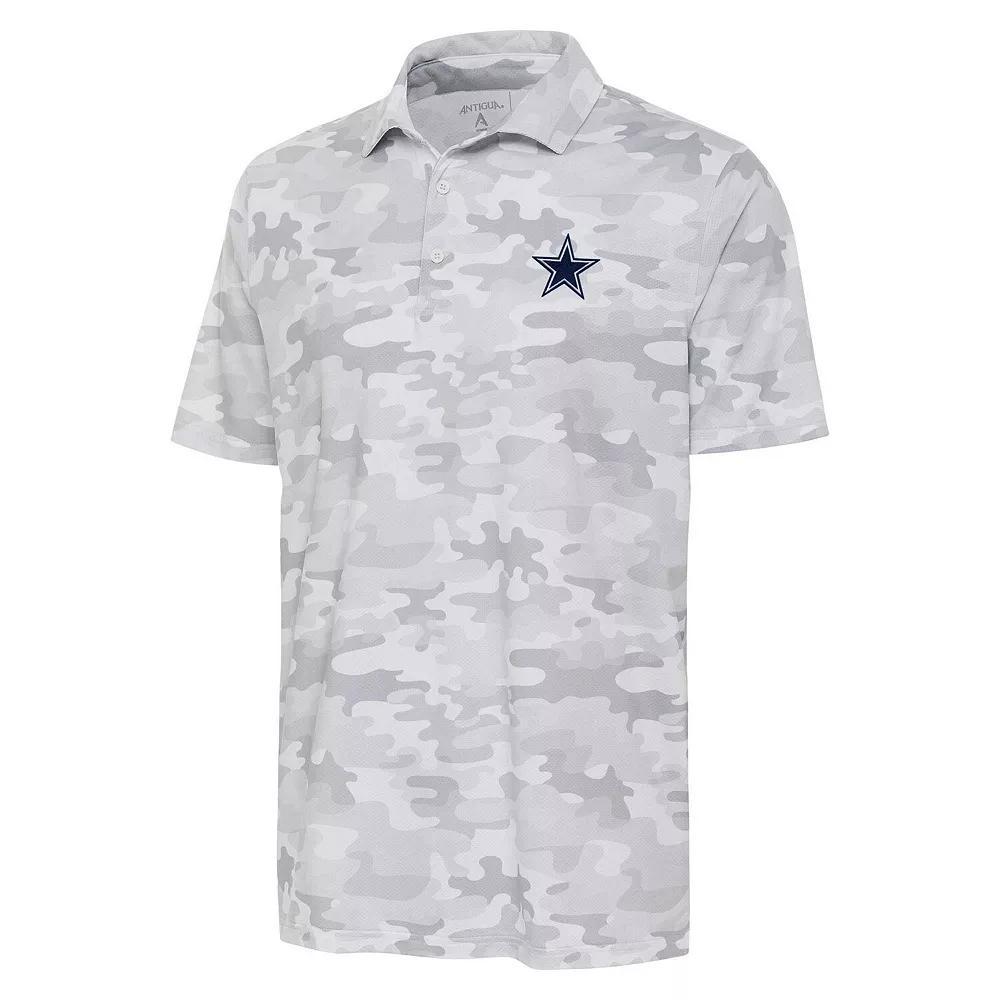 Men's Antigua White Dallas Cowboys Collide Tonal Star Polo, Size: Medium Product Image