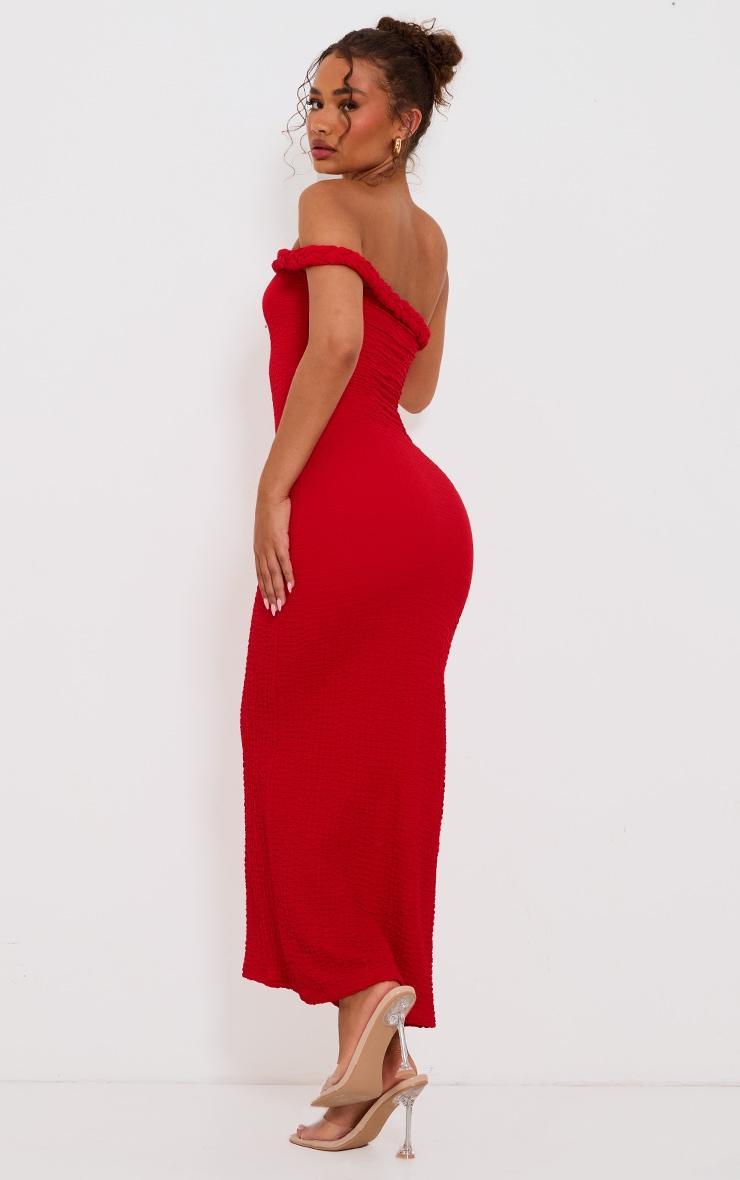 Petite Red Textured Twist Detail Maxi Dress Product Image