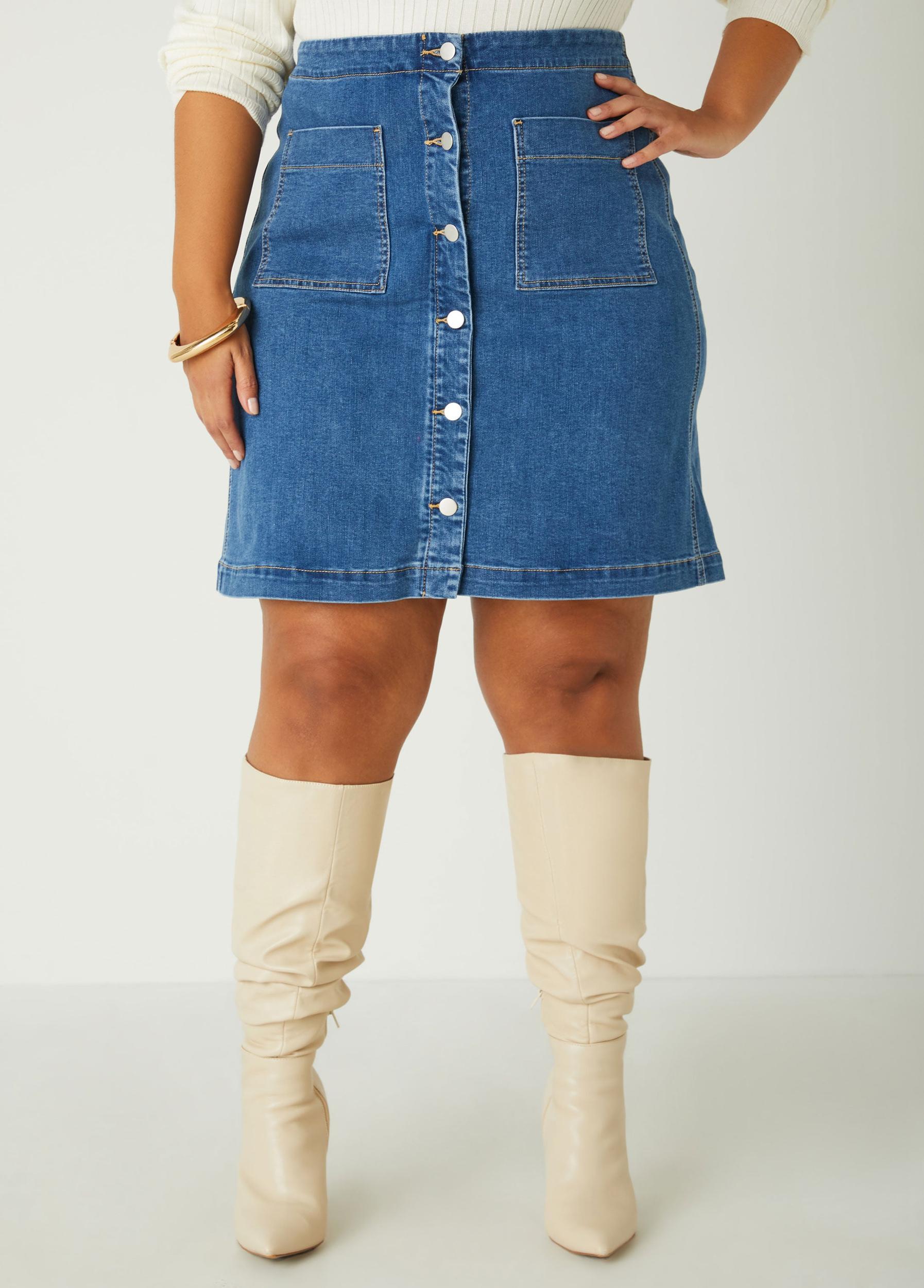 Patch Pocket Denim Skirt Product Image