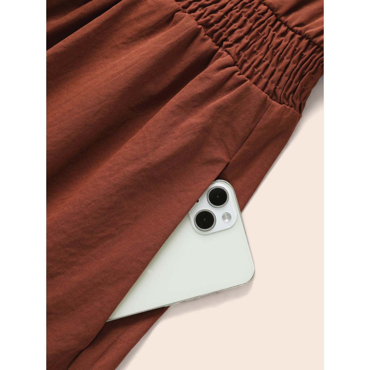 Plus Size Floral Burnout Stretchy Waist Midi Dress Rust Women Resort Cut-Out Round Neck Short sleeve Curvy BloomChic 30/6X Product Image