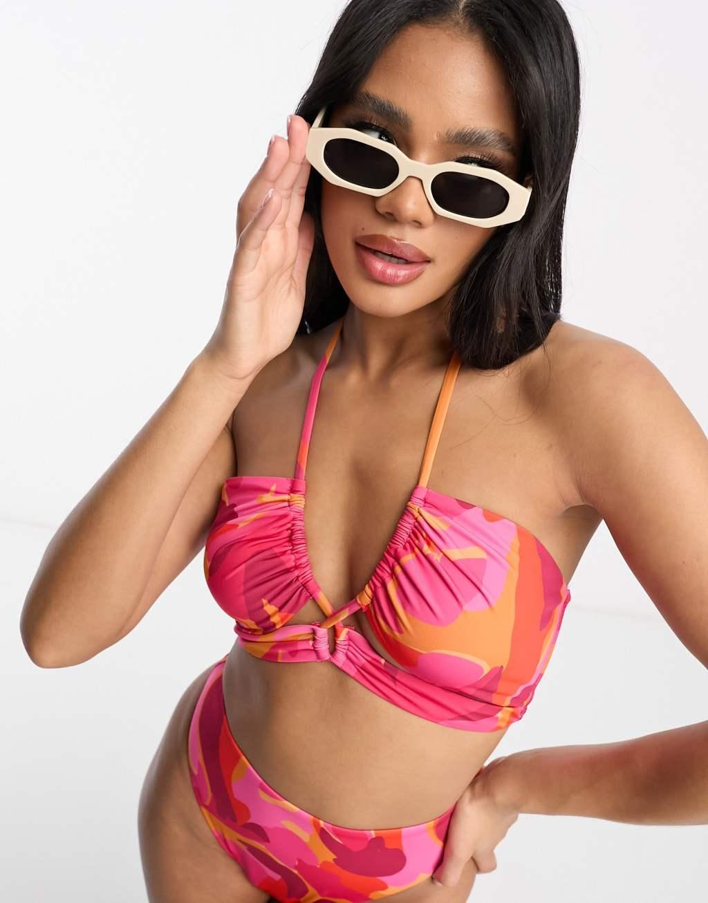 ASOS DESIGN mix and match keyhole cross neck bikini top Product Image