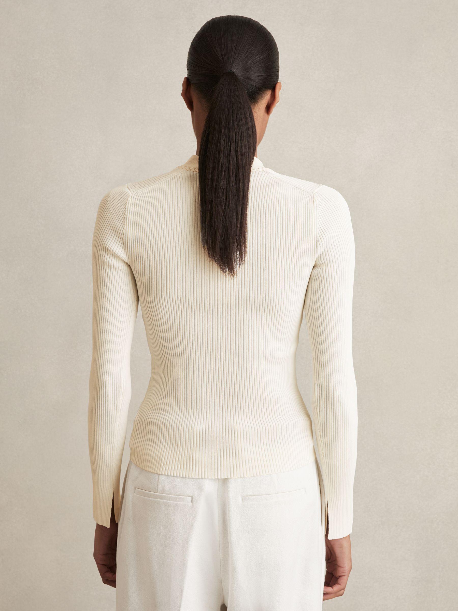 Craft-Stitch Rib-Knit Top in Ivory Product Image