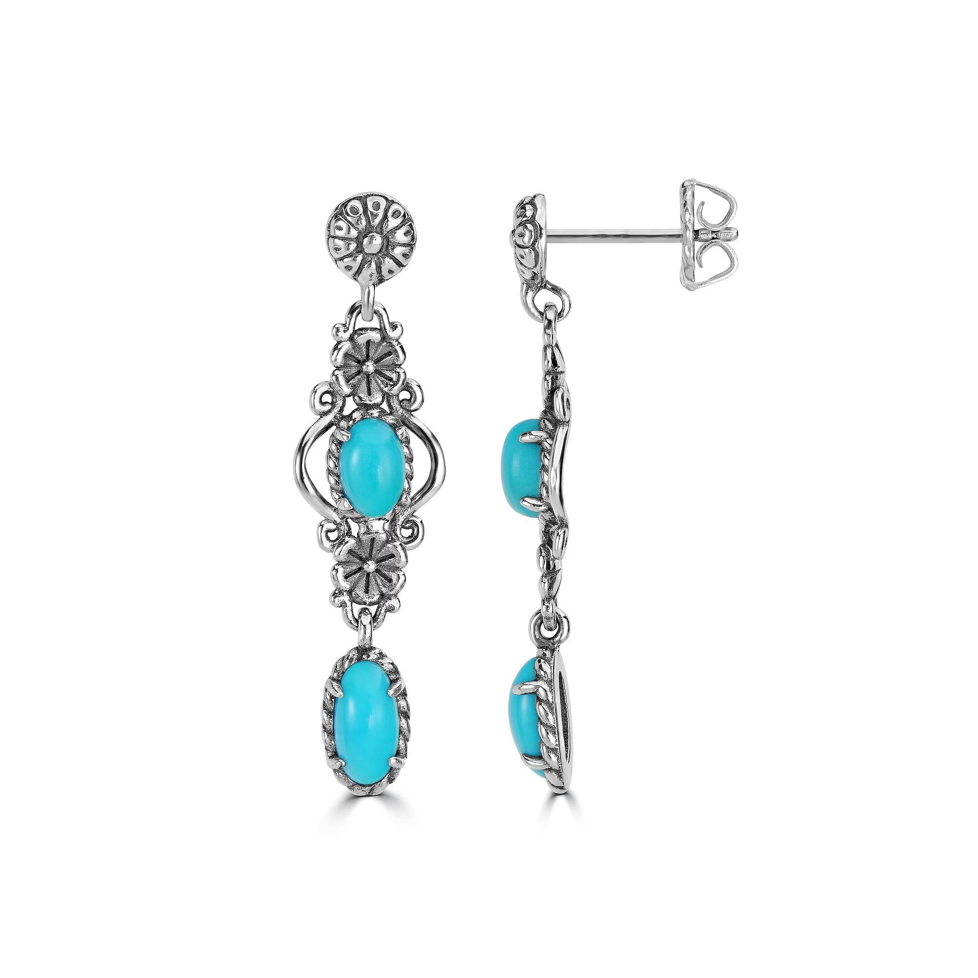 Southwest Spirit® Sterling Silver and Turquoise Dangle Earrings, Women's Product Image