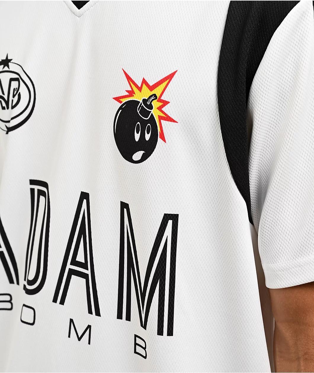 Adam Bomb Speed Bomb White & Black Long Sleeve Raglan T-Shirt Product Image