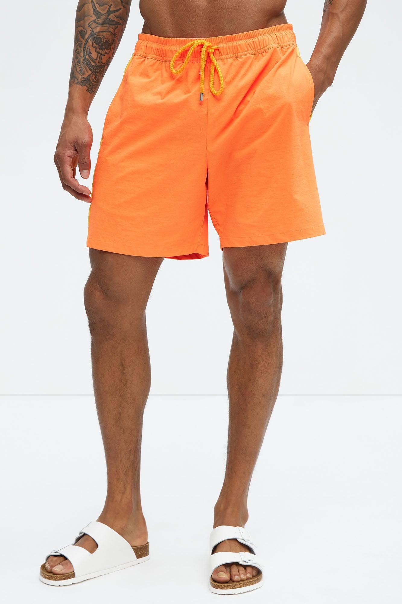 Contrast On The Side Swim Classic Trunk - Orange/combo Product Image