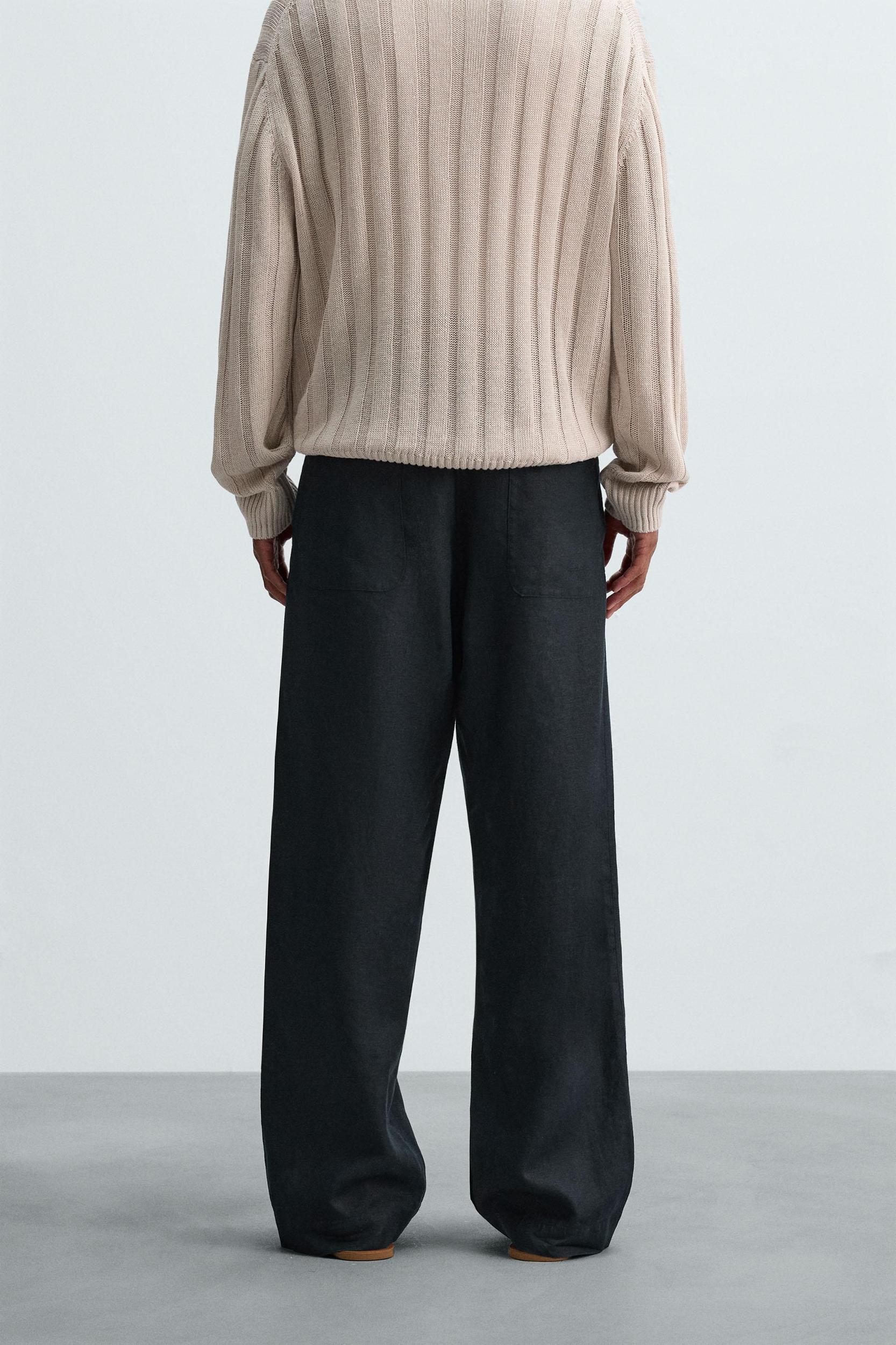 STRAIGHT FIT 100% LINEN PANTS Product Image