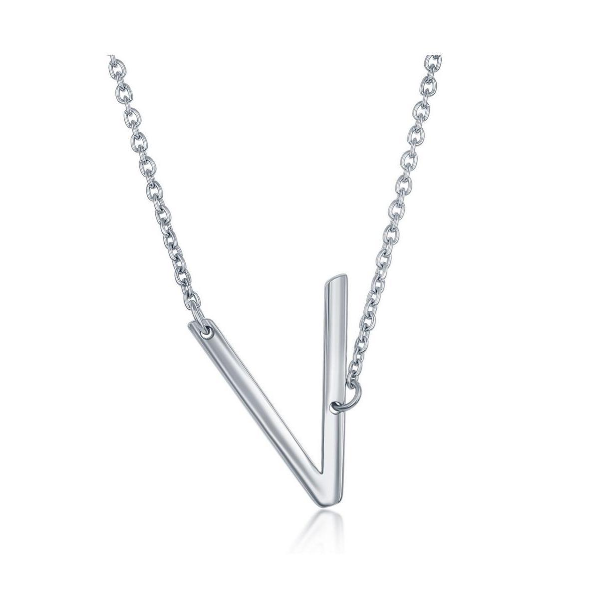 Sterling Silver Sideways Initial Necklace, Womens Sterling B Product Image