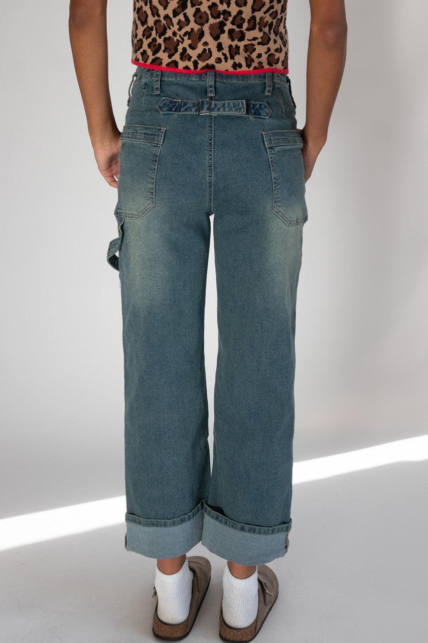 Cuffed Buckle Back Carpenter Jeans Product Image