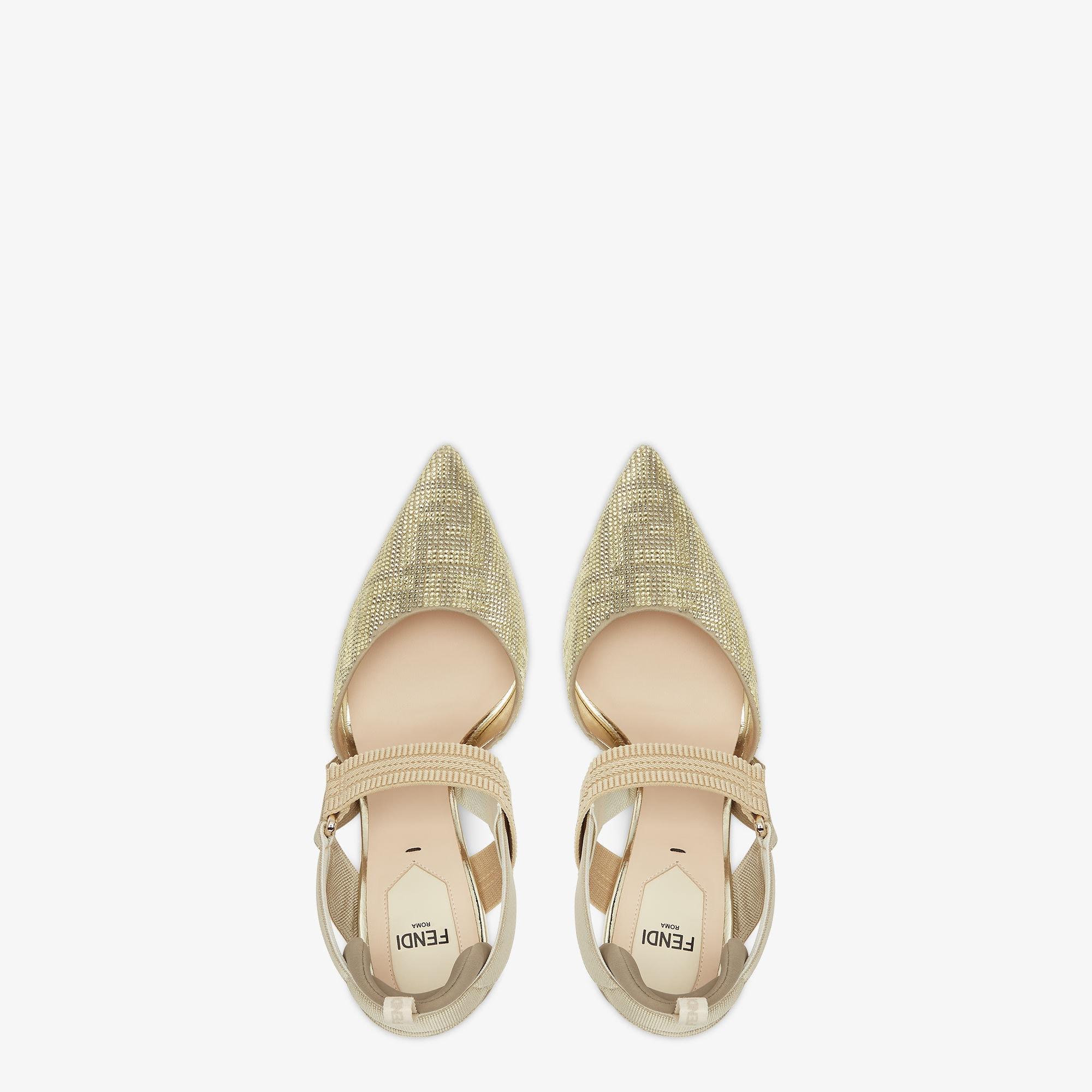 ColibrìChampagne-colored rhinestone high-heeled slingbacks Product Image