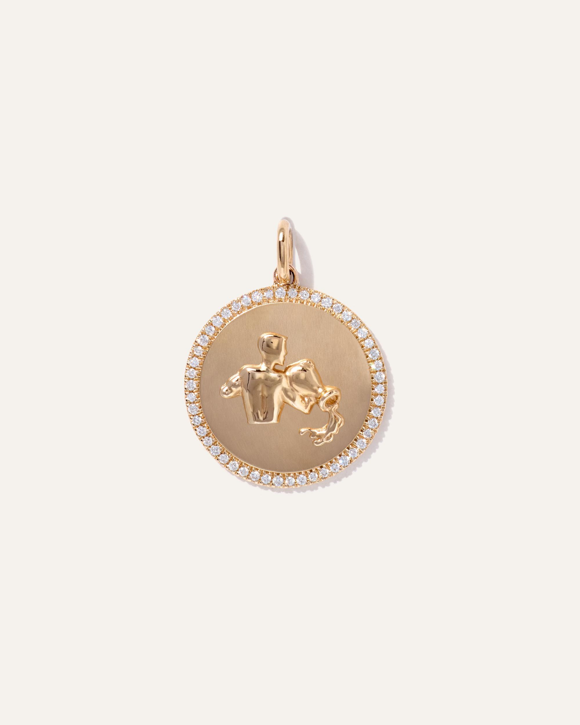 Quince | Women's 14K Gold Pave Zodiac Medallion Necklace Product Image