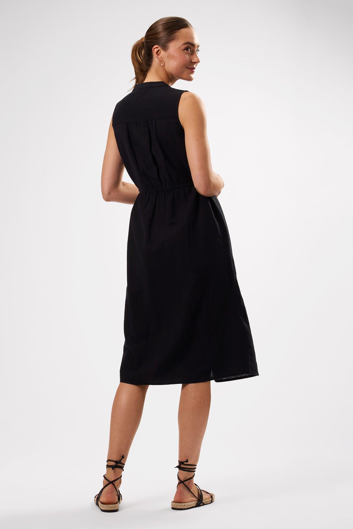 Kylen Cotton Linen Shirt Dress - Black Product Image