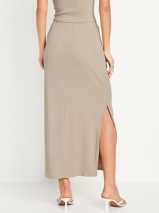 High-Waisted Rib-Knit Maxi Skirt Product Image